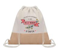 Planetee Sac à dos toile et jute Belle-Maman Les Affaires d'Enfer | Sac de Sport et Gym avec cordelettes | Idée Cadeau Collègue Noël Anniversaire | Sac Doudou