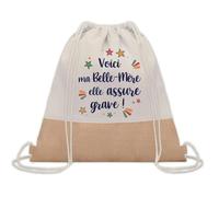 Planetee Sac à dos toile et jute Belle-Mère elle assure grave ! | Sac de Sport et Gym, Sac Doudou Enfant Cadeau Fête des Mères Anniversaire Soeur Noël Tata Marraine