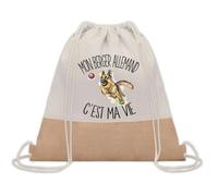 Planetee Sac à dos toile et jute Berger Allemand c'est la Vie | Sac de Sport et Gym avec cordelettes | Idée Cadeau Collègue Noël Anniversaire | Sac Doudou