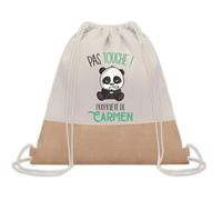 Planetee Sac à dos toile et jute Carmen Pas Touche Panda | Sac de Sport et Gym avec cordelettes | Idée Cadeau Collègue Noël Anniversaire | Sac Doudou
