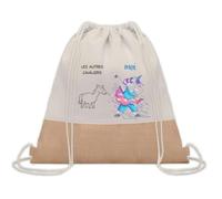 Planetee Sac à dos toile et jute Cavalier Les Autres vs Moi | Sac de Sport et Gym avec cordelettes | Idée Cadeau Collègue Noël Anniversaire | Sac Doudou