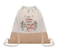 Planetee Sac à dos toile et jute Céline la vie est plus jolie | Sac de Sport et Gym, Sac Doudou Enfant Cadeau Fête des Mères Anniversaire Soeur Noël Tata Marraine