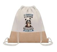 Planetee Sac à dos toile et jute Chanteur Panda Grain | Sac de Sport et Gym avec cordelettes | Idée Cadeau Collègue Noël Anniversaire | Sac Doudou