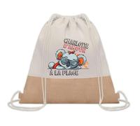 Planetee Sac à dos toile et jute Charlotte Koala à la Plage - Sac de Sport et Gym avec cordelettes Cadeau Collègue Noël Anniversaire
