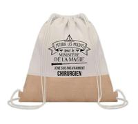 Planetee Sac à dos toile et jute Chirurgien Ministère de la Magie | Sac de Sport et Gym avec cordelettes | Idée Cadeau Collègue Noël Anniversaire | Sac Doudou