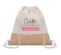 Planetee Sac à dos toile et jute Colette en Vacances | Sac de Sport et Gym avec cordelettes | Idée Cadeau Collègue Noël Anniversaire | Sac Doudou