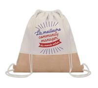 Planetee Sac à dos toile et jute Community Manager Meilleure du Monde | Sac de Sport et Gym avec cordelettes | Idée Cadeau Collègue Noël Anniversaire | Sac Doudou