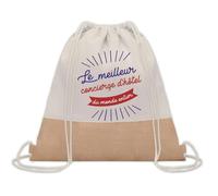 Planetee Sac à dos toile et jute Concierge d’Hôtel Meilleur du Monde | Sac de Sport et Gym avec cordelettes | Idée Cadeau Collègue Noël Anniversaire | Sac Doudou