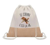 Planetee Sac à dos toile et jute Coran c'est la Vie | Sac de Sport et Gym avec cordelettes | Idée Cadeau Collègue Noël Anniversaire | Sac Doudou