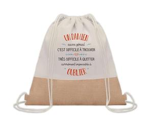 Planetee Sac à Dos Toile et Jute Cyrille Aussi Génial - Sac avec Cordelettes - Idée Cadeau Original Collègue, Anniversaire, Départ Retraite ou Fin d’Année