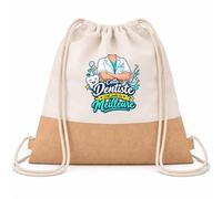 Planetee Sac à Dos Toile et Jute Dentiste C'est juste la Meilleure Métier | Sac de Sport en Coton Sergé 160 g/m² avec Fond en Jute 7 L | Gym Piscine École | Cadeau Enfant Ado Rentrée Anniversaire