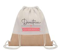Planetee Sac à dos toile et jute Directrice en Vacances | Sac de Sport et Gym avec cordelettes | Idée Cadeau Collègue Noël Anniversaire | Sac Doudou