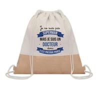 Planetee Sac à dos toile et jute Docteur Super-Héros Homme | Sac de Sport et Gym avec cordelettes | Idée Cadeau Collègue Noël Anniversaire | Sac Doudou