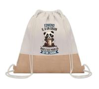 Planetee Sac à dos toile et jute Edmond Panda Grain | Sac de Sport et Gym avec cordelettes | Idée Cadeau Collègue Noël Anniversaire | Sac Doudou