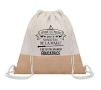 Planetee Sac à dos toile et jute Éducatrice Ministère de la Magie | Sac de Sport et Gym avec cordelettes | Idée Cadeau Collègue Noël Anniversaire | Sac Doudou