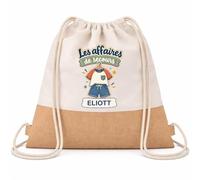 Planetee Sac à Dos Toile et Jute Eliott : Les affaires de secours - garçon | Sac Crèche École Maternelle Petite Section | Coton et Fond Jute 7 L | Cadeau Rentrée