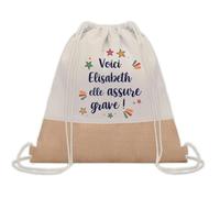 Planetee Sac à dos toile et jute Elisabeth elle assure grave ! | Sac de Sport et Gym, Sac Doudou Enfant Cadeau Fête des Mères Anniversaire Soeur Noël Tata Marraine