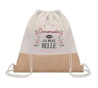 Planetee Sac à dos toile et jute Emmanuelle la plus belle | Sac de Sport et Gym, Sac Doudou Enfant Cadeau Fête des Mères Anniversaire Soeur Noël Tata Marraine