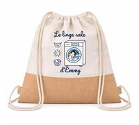 Planetee Sac à Dos Toile et Jute Emmy : Le linge sale | Sac Crèche École Maternelle Petite Section | Coton et Fond Jute 7 L | Cadeau Rentrée Fille