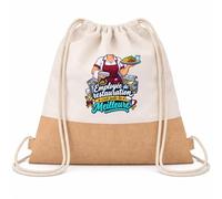 Planetee Sac à Dos Toile et Jute Employee de Restauration C'est juste la Meilleure Métier | Sac de Sport en Coton Sergé 160 g/m² avec Fond en Jute 7 L | Gym Piscine École