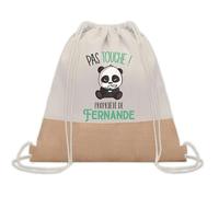 Planetee Sac à dos toile et jute Fernande Pas Touche Panda | Sac de Sport et Gym avec cordelettes | Idée Cadeau Collègue Noël Anniversaire | Sac Doudou