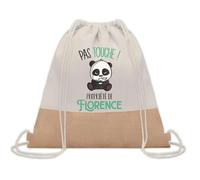 Planetee Sac à dos toile et jute Florence Pas Touche Panda | Sac de Sport et Gym avec cordelettes | Idée Cadeau Collègue Noël Anniversaire | Sac Doudou