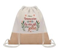 Planetee Sac à dos toile et jute Françoise la vie est plus jolie | Sac de Sport et Gym, Sac Doudou Enfant Cadeau Fête des Mères Anniversaire Soeur Noël Tata Marraine