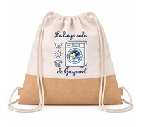 Planetee Sac à Dos Toile et Jute Gaspard : Le linge sale | Sac Crèche École Maternelle Petite Section | Coton et Fond Jute 7 L | Cadeau Rentrée Garçon