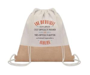 Planetee Sac à Dos Toile et Jute Infirmière Aussi Géniale - Sac avec Cordelettes - Idée Cadeau Original Collègue, Anniversaire, Départ Retraite ou Fin d’Année
