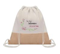 Planetee Sac à dos toile et jute Infirmière d'exception | Sac de Sport et Gym avec cordelettes | Idée Cadeau Collègue Noël Anniversaire | Sac Doudou