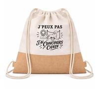 Planetee Sac à Dos Toile et Jute J’peux pas j’ai Concours canin | Sac de Sport en Coton Sergé 160 g/m² avec Fond en Jute 7 L | Gym Piscine École | Cadeau Enfant Ado Rentrée Anniversaire