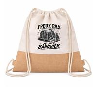 Planetee Sac à Dos Toile et Jute J’peux pas je suis Banquier | Sac de Sport en Coton Sergé 160 g/m² avec Fond en Jute 7 L | Gym Piscine École | Cadeau Enfant Ado Rentrée Anniversaire