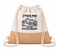 Planetee Sac à Dos Toile et Jute J’peux pas je suis de la Loire-Atlantique | Sac de Sport en Coton Sergé 160 g/m² avec Fond en Jute 7 L | Gym Piscine École | Cadeau Enfant Ado Rentrée Anniversaire