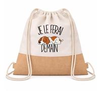 Planetee Sac à Dos Toile et Jute Je le ferai demain - Pointer anglais | Sac de Sport en Coton Sergé 160 g/m² avec Fond en Jute 7 L | Gym Piscine École | Cadeau Enfant Ado Anniversaire | Humour Flemme
