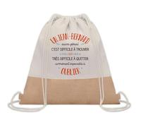 Planetee Sac à Dos Toile et Jute Jean-Baptiste Aussi Génial - Sac avec Cordelettes - Idée Cadeau Original Collègue, Anniversaire, Départ Retraite ou Fin d’Année