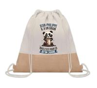 Planetee Sac à dos toile et jute Jean-Philippe Panda Grain | Sac de Sport et Gym avec cordelettes | Idée Cadeau Collègue Noël Anniversaire | Sac Doudou