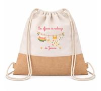 Planetee Sac à Dos Toile et Jute Jeanne : Les affaires de secours | Sac Crèche École Maternelle Petite Section | Coton et Fond Jute 7 L | Cadeau Rentrée Fille