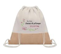 Planetee Sac à dos toile et jute Joueuse de Pétanque d'exception | Sac de Sport et Gym avec cordelettes | Idée Cadeau Collègue Noël Anniversaire | Sac Doudou