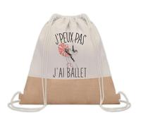 Planetee Sac à dos toile et jute J'peux Pas Ballet Danse Classique | Sac de Sport et Gym avec cordelettes | Idée Cadeau Collègue Noël Anniversaire | Sac Doudou