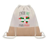 Planetee Sac à dos toile et jute J'peux Pas Basque | Sac de Sport et Gym avec cordelettes | Idée Cadeau Collègue Noël Anniversaire | Sac Doudou