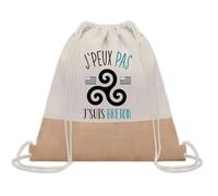 Planetee Sac à dos toile et jute J'peux Pas Breton | Sac de Sport et Gym avec cordelettes | Idée Cadeau Collègue Noël Anniversaire | Sac Doudou