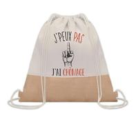 Planetee Sac à dos toile et jute J'peux Pas Chômage | Sac de Sport et Gym avec cordelettes | Idée Cadeau Collègue Noël Anniversaire | Sac Doudou