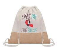 Planetee Sac à dos toile et jute J'peux Pas Éducatrice Spécialisée | Sac de Sport et Gym avec cordelettes | Idée Cadeau Collègue Noël Anniversaire | Sac Doudou