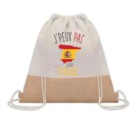 Planetee Sac à dos toile et jute J'peux Pas Espagnol | Sac de Sport et Gym avec cordelettes | Idée Cadeau Collègue Noël Anniversaire | Sac Doudou