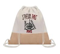 Planetee Sac à dos toile et jute J'peux Pas Je t'aime pas | Sac de Sport et Gym avec cordelettes | Idée Cadeau Collègue Noël Anniversaire | Sac Doudou
