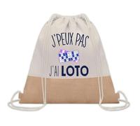 Planetee Sac à dos toile et jute J'peux Pas Loto | Sac de Sport et Gym avec cordelettes | Idée Cadeau Collègue Noël Anniversaire | Sac Doudou