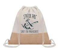 Planetee Sac à dos toile et jute J'peux Pas Saut En Parachute | Sac de Sport et Gym avec cordelettes | Idée Cadeau Collègue Noël Anniversaire | Sac Doudou
