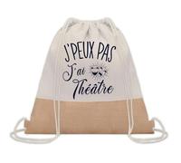 Planetee Sac à dos toile et jute J'peux Pas Théâtre | Sac de Sport et Gym avec cordelettes | Idée Cadeau Collègue Noël Anniversaire | Sac Doudou