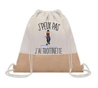 Planetee Sac à dos toile et jute J'peux Pas Trottinette | Sac de Sport et Gym avec cordelettes | Idée Cadeau Collègue Noël Anniversaire | Sac Doudou