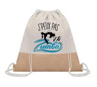 Planetee Sac à dos toile et jute J'peux Pas Zumba | Sac de Sport et Gym avec cordelettes | Idée Cadeau Collègue Noël Anniversaire | Sac Doudou